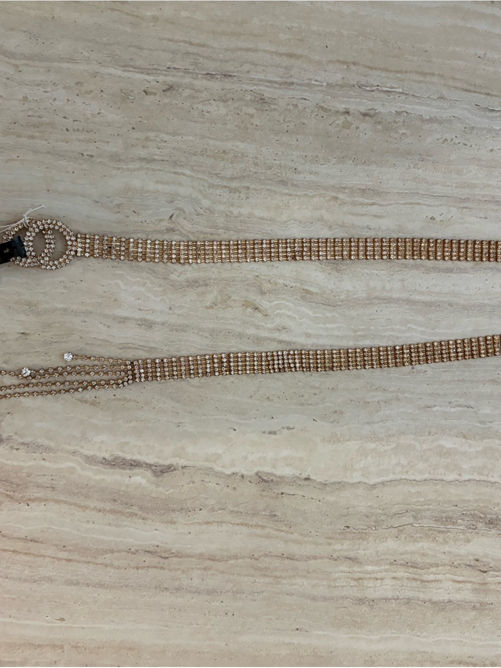 Charlotte Russe Gold-Tone Crystal Chain Belt